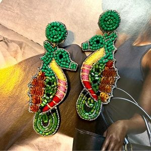 NWT beaded seahorse earrings